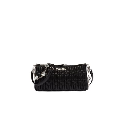 miu miu nappa crystal bag nero|Black Miu Crystal Nappa Leather And Crystal Mini.